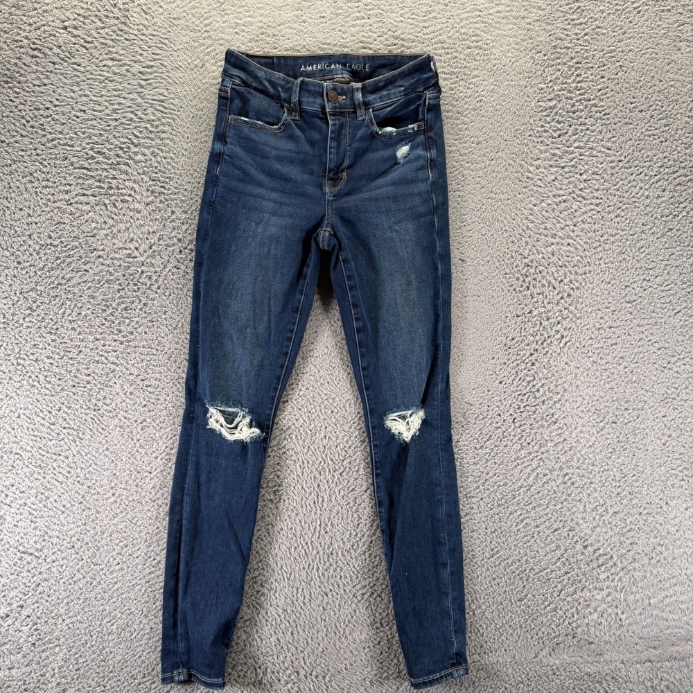 American Eagle Outfitters Next Level Jeans Womens 4 Blue Cotton Denim Jegging